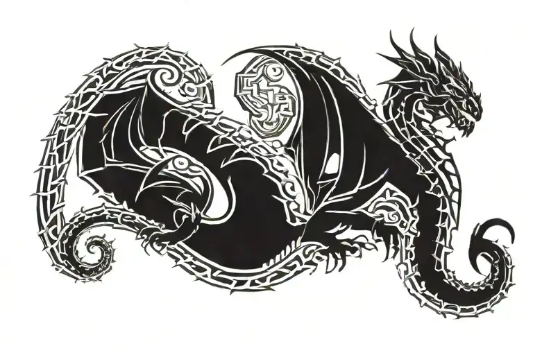 Incorporate A Dragon And Scorpion In A Tribal Design With A Rocker Twist