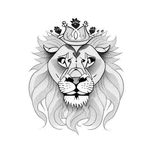 A Lion Smoking A Joint With A Crown Of Roses