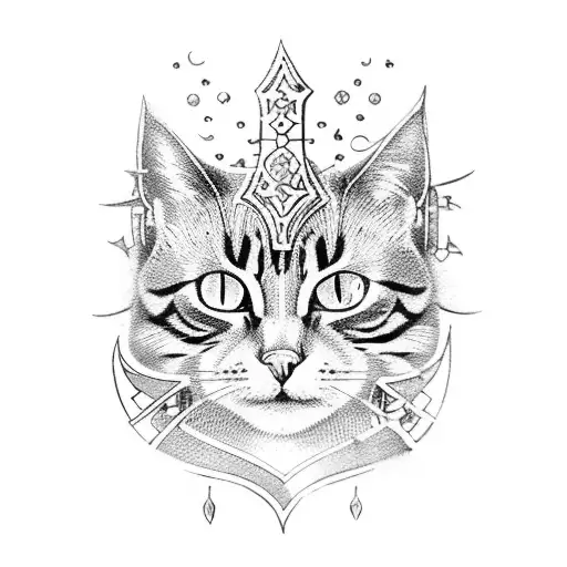 Medieval Warrior Princess With A Cat Companion