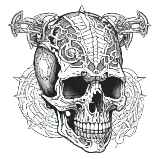 A Cybersigilism-inspired Tattoo Of A Skull
