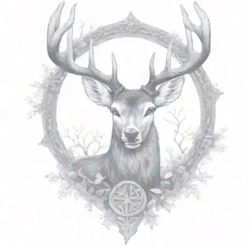 Celtic Deer Head With Trees