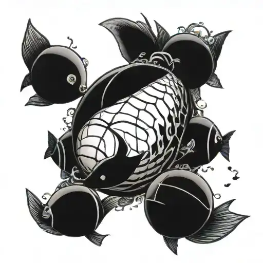 A Basketball Morphing Into A School Of Fish Underwater