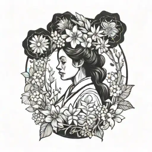Sketch Style Illustration Of A Nurse Surrounded By January And July Birth Flowers