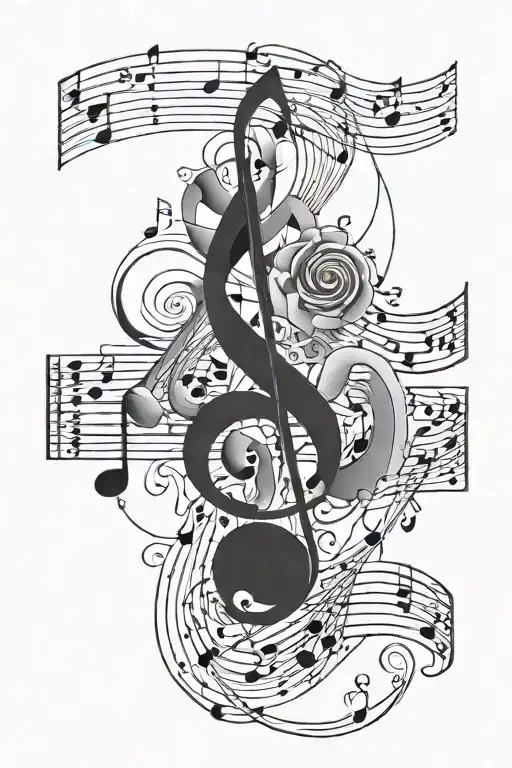 Dark Lettering Musical Notes Floating On The Arm