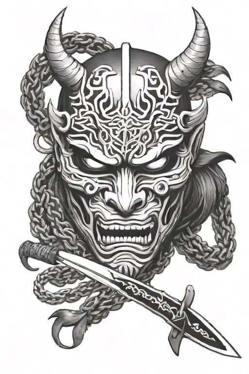 Crow Chain Oni Mask And Katana