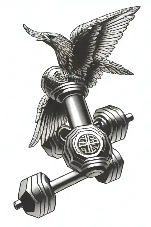Dumbbell With Wings Symbolizing Strength And Freedom