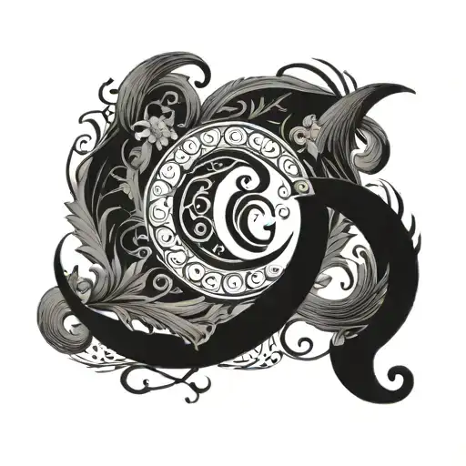 A Crescent Moon With The Initials C And S Intertwined In The Design