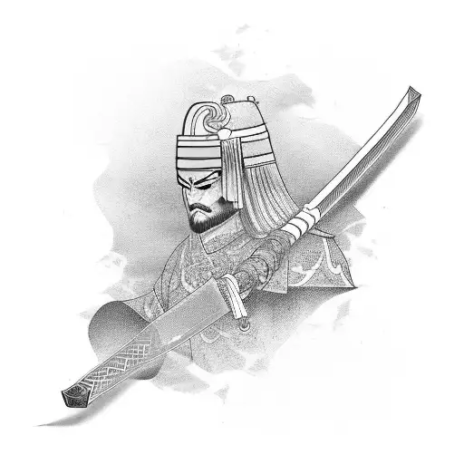 The Word Honor In Japanese With A Katana Through It