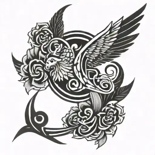 Kaizen Symbol With Wings Symbolizing Strength And Freedom