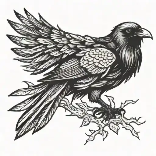 Outline Of A Raven Bird