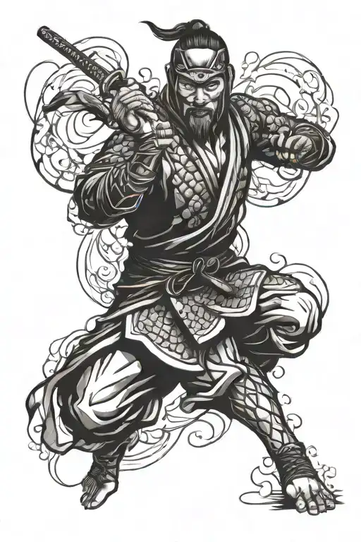 A Fierce Martial Arts Warrior In A Dynamic Fighting Pose