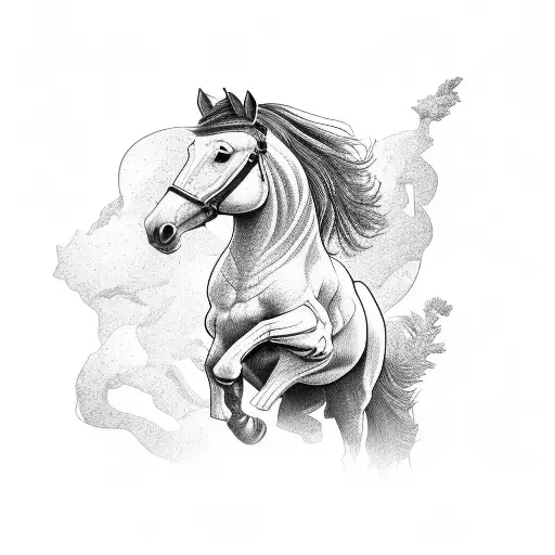 A Majestic Horse Galloping Through A Field Of Playing Cards