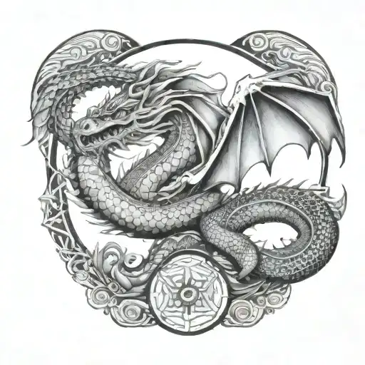 Aztec Snake Dragon Wrapping Itself