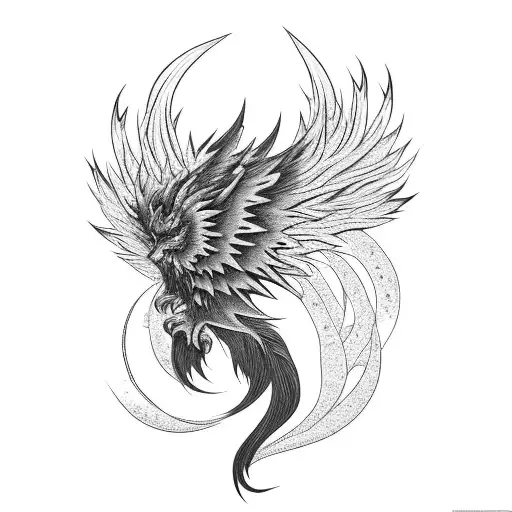 Black Splash Pheonix In Japanese Style