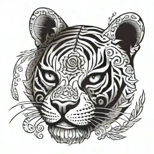 A Sugar Skull With A Tiger Pattern Forming