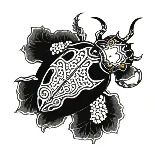 Beetle With Onimask Carapace And Buddha Body