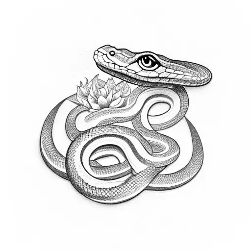 Snake With Lilies