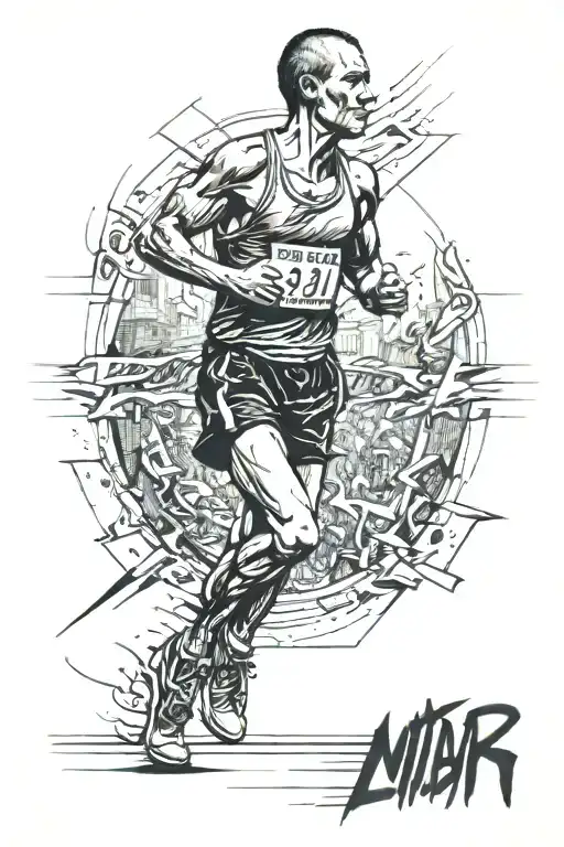 Major Marathon Runner Crossing The Finish Line