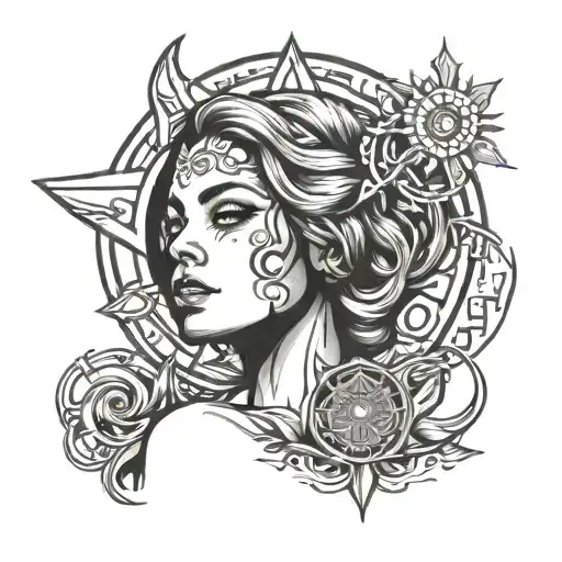 An Independent Woman With A Sun Tattooed On Her Shoulder Representing Independence