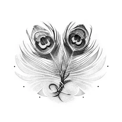 Peacock Feather Intertwined With Running Shoes