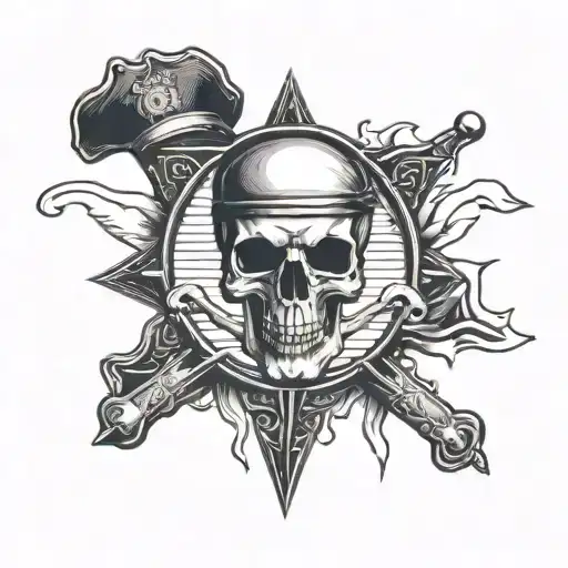 Incorporate A Police Badge Design With A Skull And Crossbones Motif