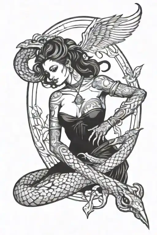 Lilith Holding A Snake And A Dagger In A Mysterious Pose