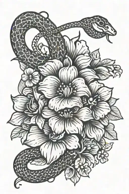 Flower Bracelet With A Snake With A Black Line