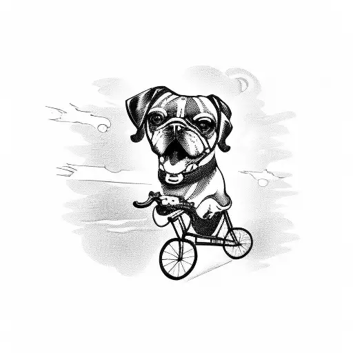 A Fierce Dog Riding A Bicycle Through A Gym