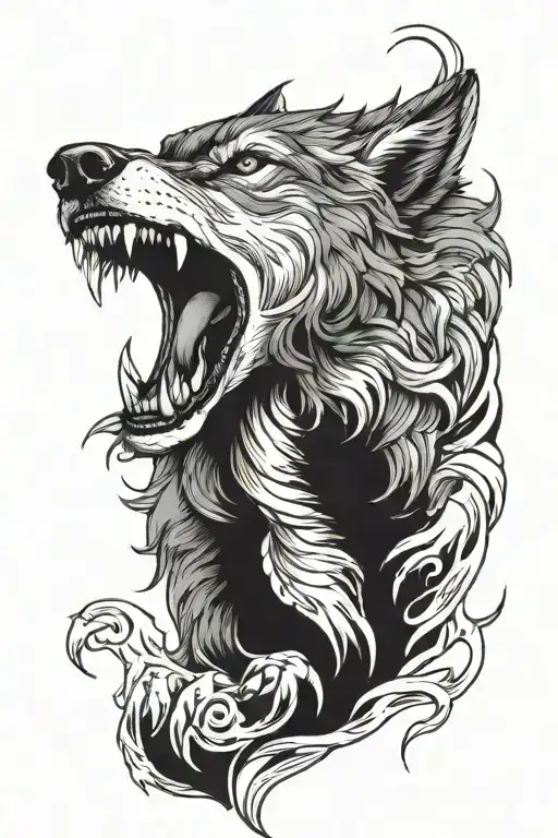 Snarling Wolf Standing