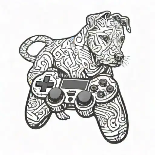 A Gaming Controller Morphing Into A Graffiti Spray Can With A Pitbull Silhouette