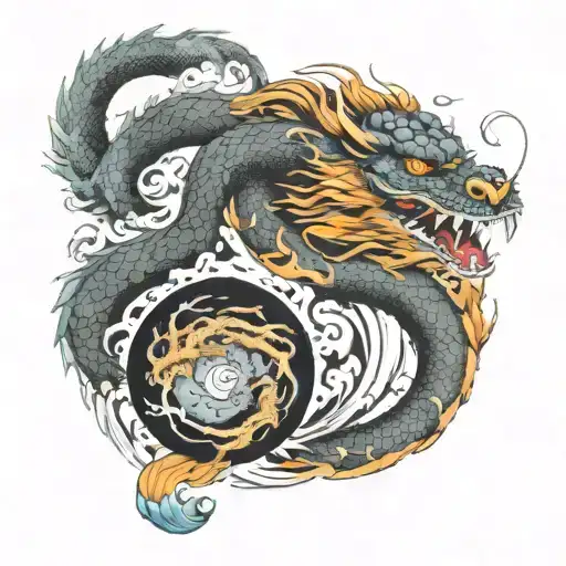 Water Tiger And Dragon Ying Yang