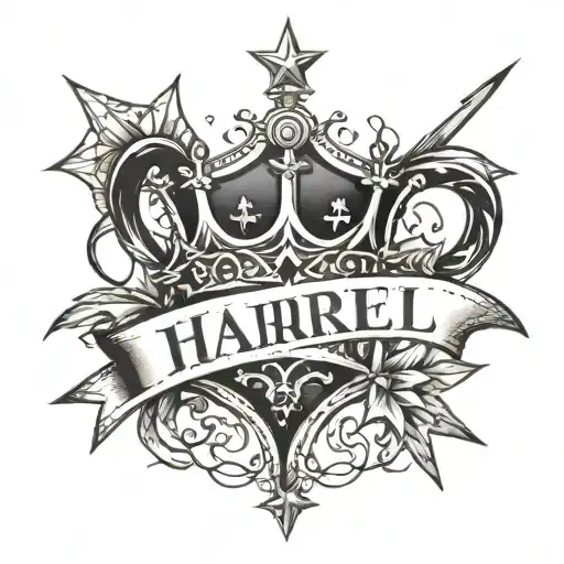 Jharel Name With Stars And Crown Of Thorns