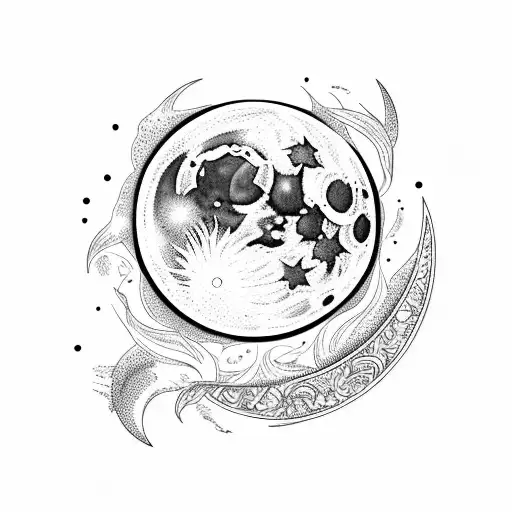 Moon With Phenix Bird