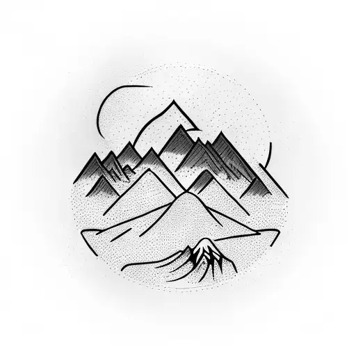 Mountain Range With River Flowing Through Valley And Eagle Flying