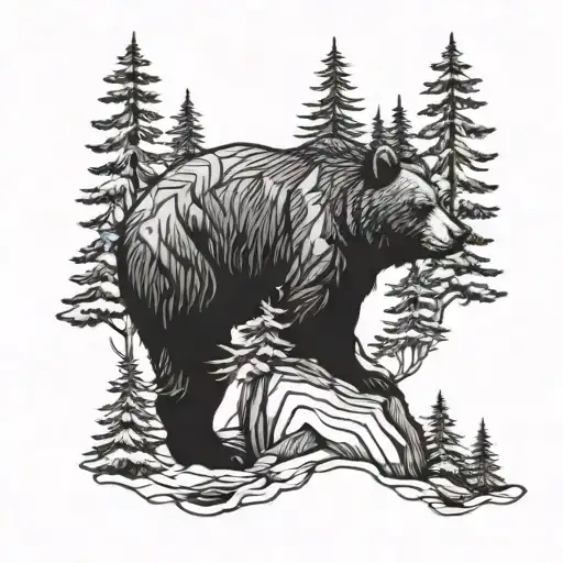 Bear And Forest Scene