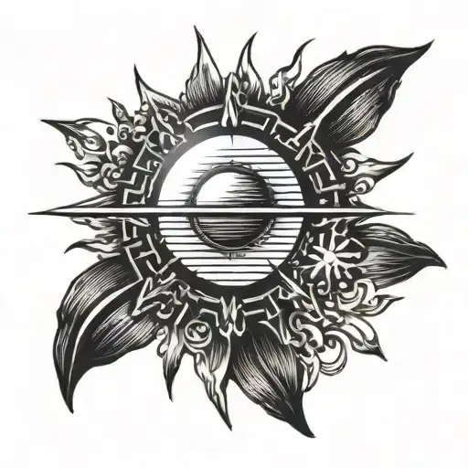 Half Sun With Rays Shining