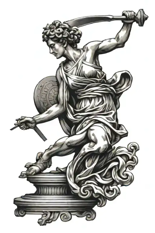 Greek Statue Like That Of Discobolo Of A Female Hammer Thrower