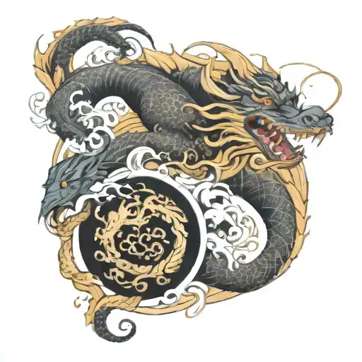 Water Tiger And Dragon Ying Yang