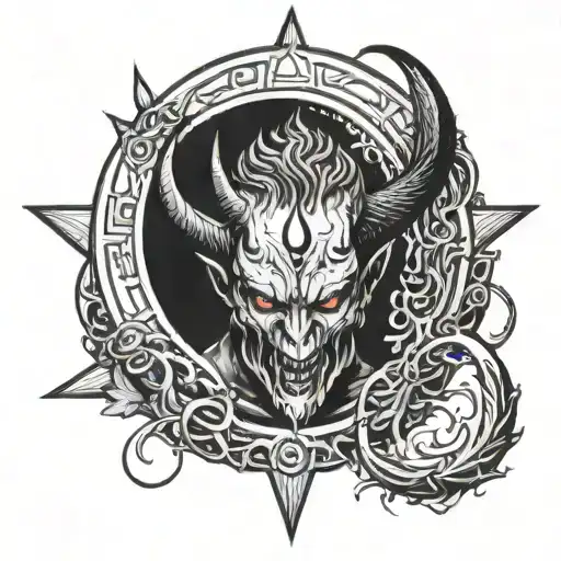 Demon With Crescent Moon Symbol