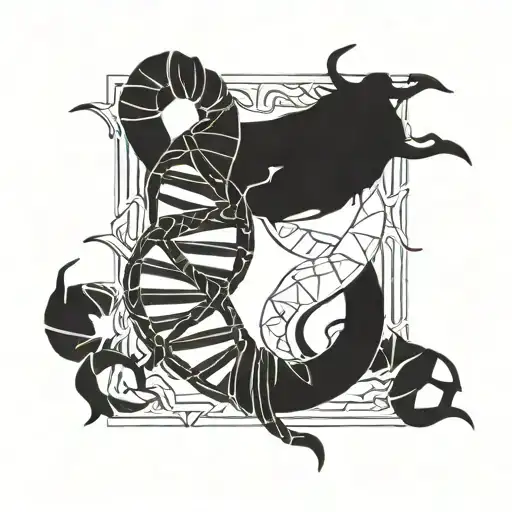Dna Double Helix Intertwined With A Scorpion Silhouette