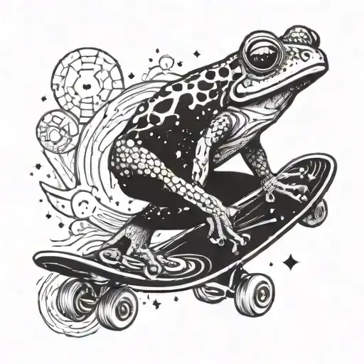 A Cosmic Frog Riding A Skateboard Through A Galaxy