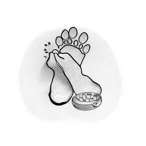 Dog Foot Print With Travel Symbols