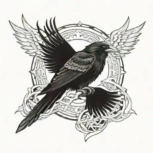A Fusion Tattoo Design Combining Itachi's Raven And Viking Raven