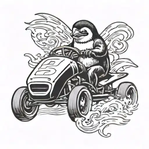 Penguin Driving Nascar