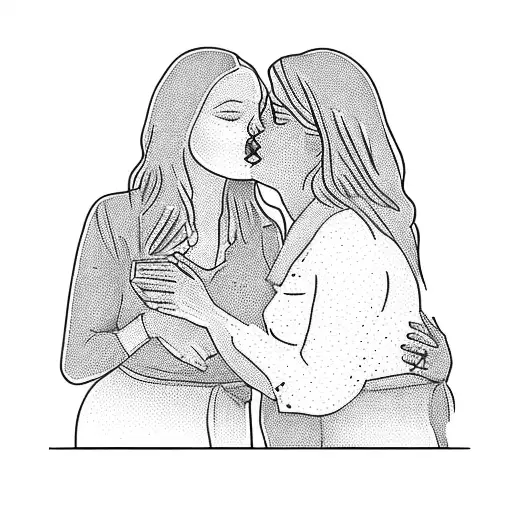 A Woman Kissing Her Mother