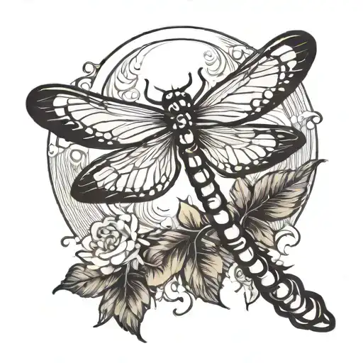 Dragonfly Flying Towards The Sun Setting