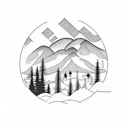 Lake With Mountains In Background