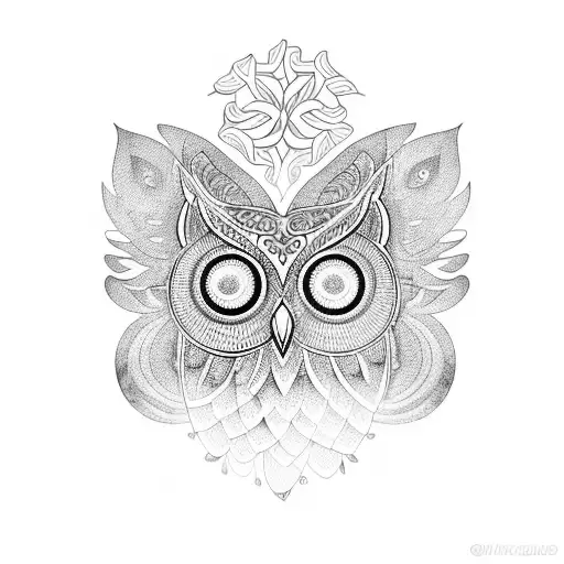 Mandala-inspired Owl With Floral Elements