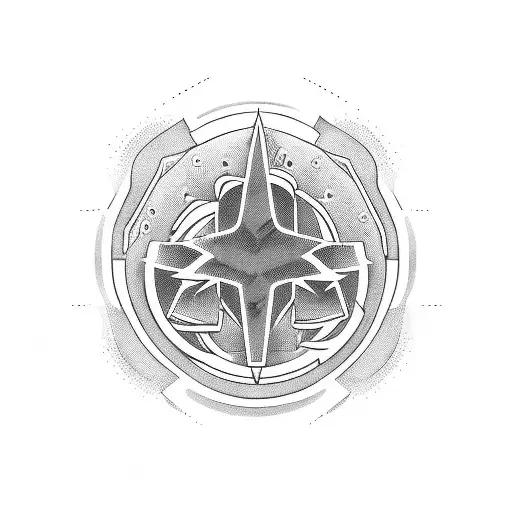 A Detailed Blackwork Tattoo Of A Video Game Controller Surrounded By Rock Music Symbols