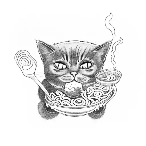 Cat Eating Ramen